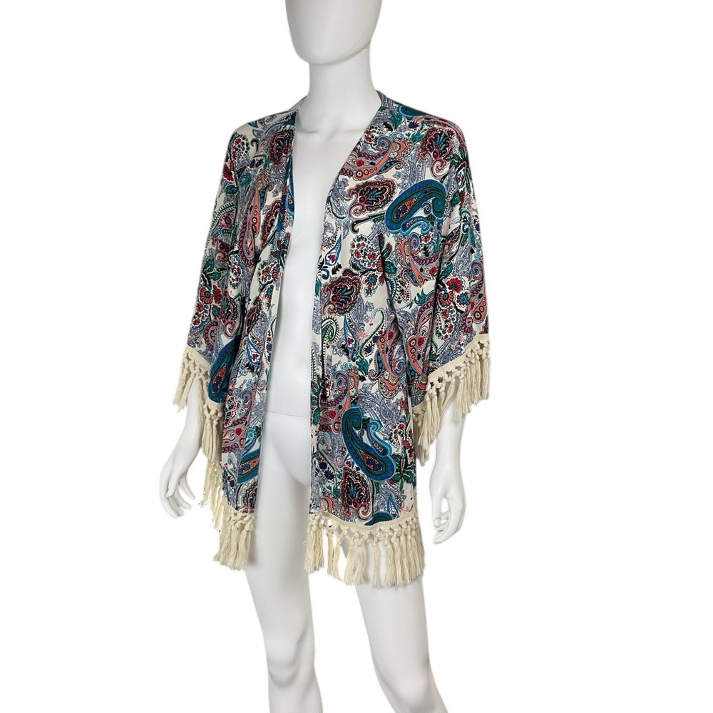 Umgee Boho Paisley Wrap Shawl Fringe Tassel Lightweight Women's Small / Medium